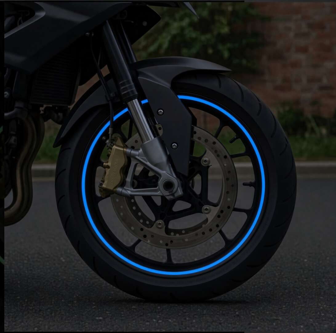 Kit Adesivo Refletivo Friso para Roda e Capacete – AZUL - Imagem 2