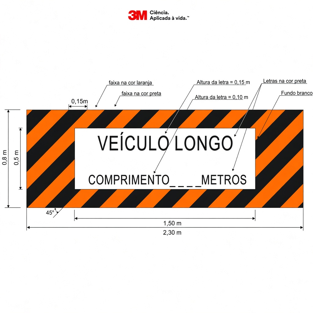 Faixa Refletiva p/ VEÍCULO LONGO AIP (Alta Intensidade Prismática) 3M™ do Brasil (HB004521579)