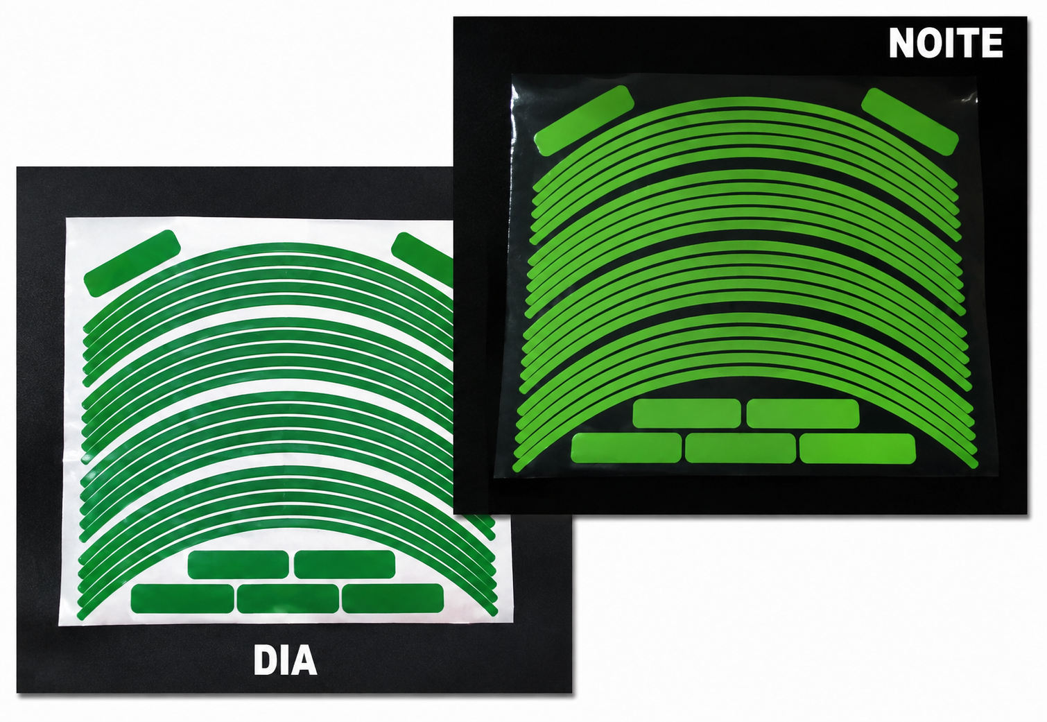 Kit Adesivo Refletivo Friso para Roda e Capacete - VERDE