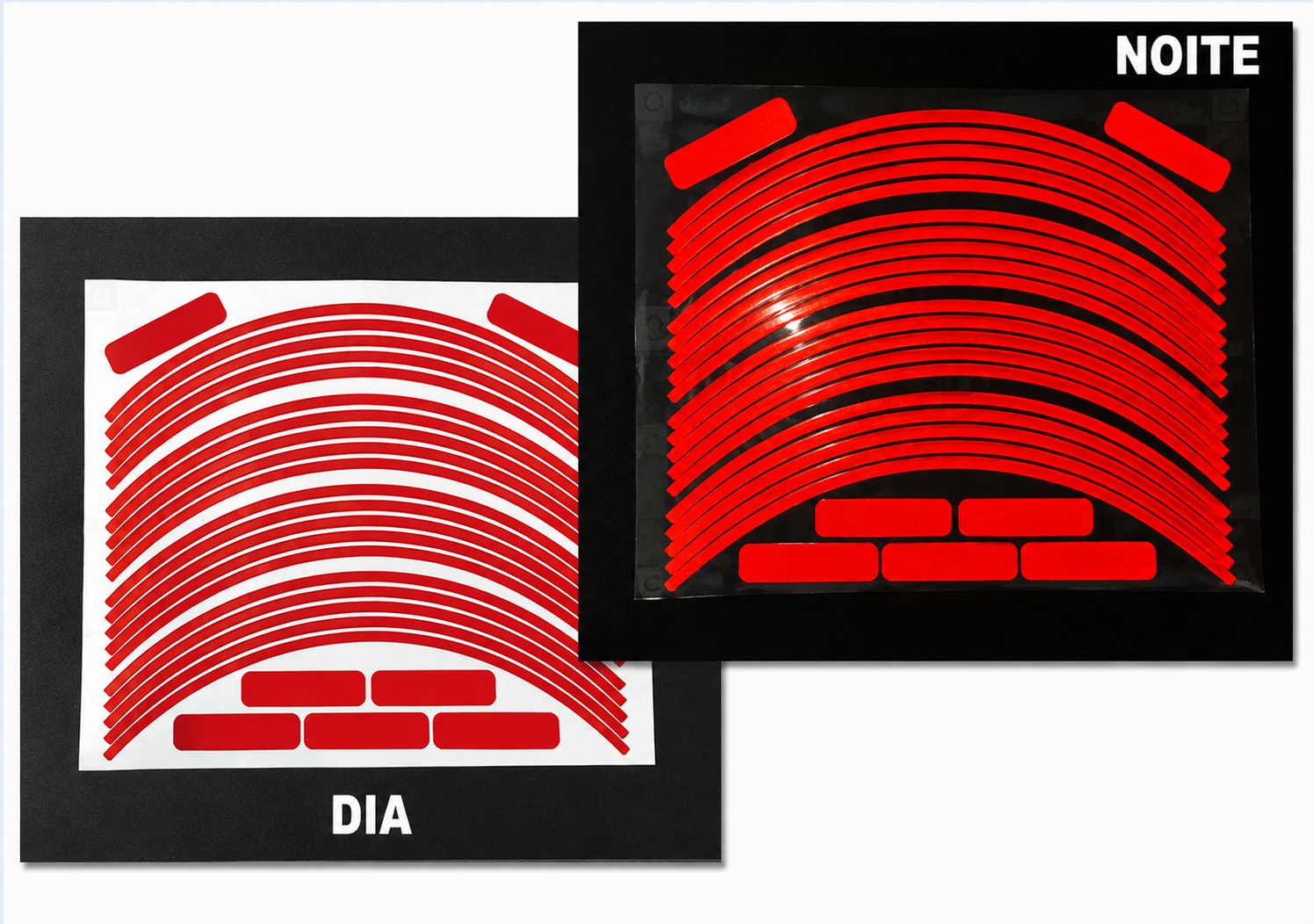 Kit Adesivo Refletivo Friso para Roda e Capacete - VERMELHO