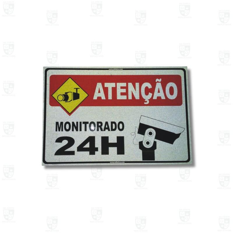 Placa Refletiva – Atenção Monitorado 24H