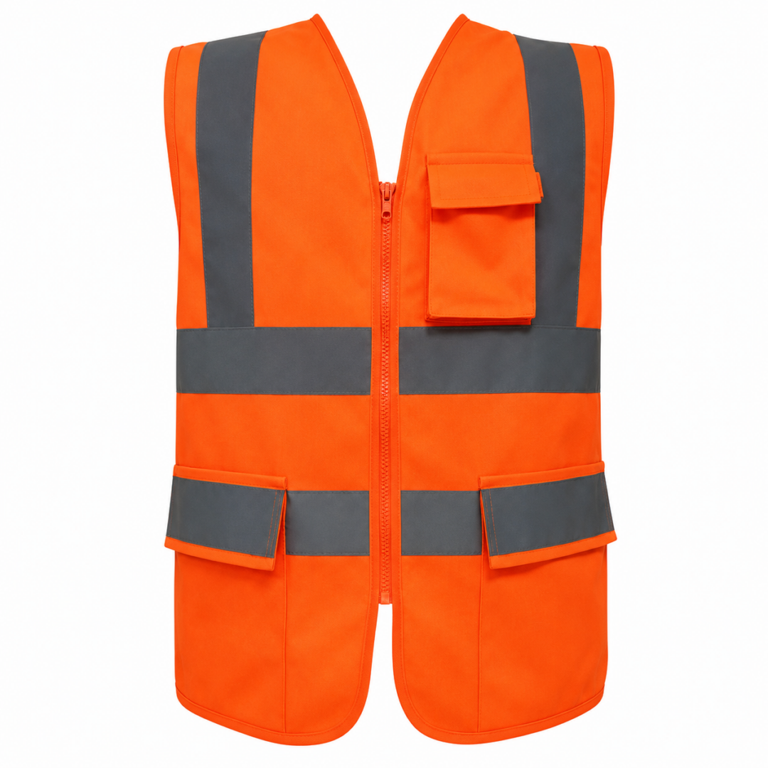 Colete de Segurança Refletivo COM BOLSO Laranja Fluorescente