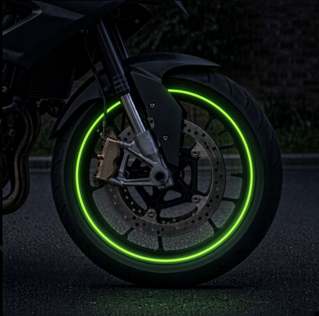 Kit Adesivo Refletivo Friso para Roda e Capacete - VERDE - Imagem 2