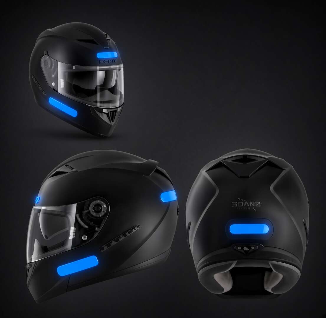 Kit Adesivo Refletivo Friso para Roda e Capacete – AZUL - Imagem 4