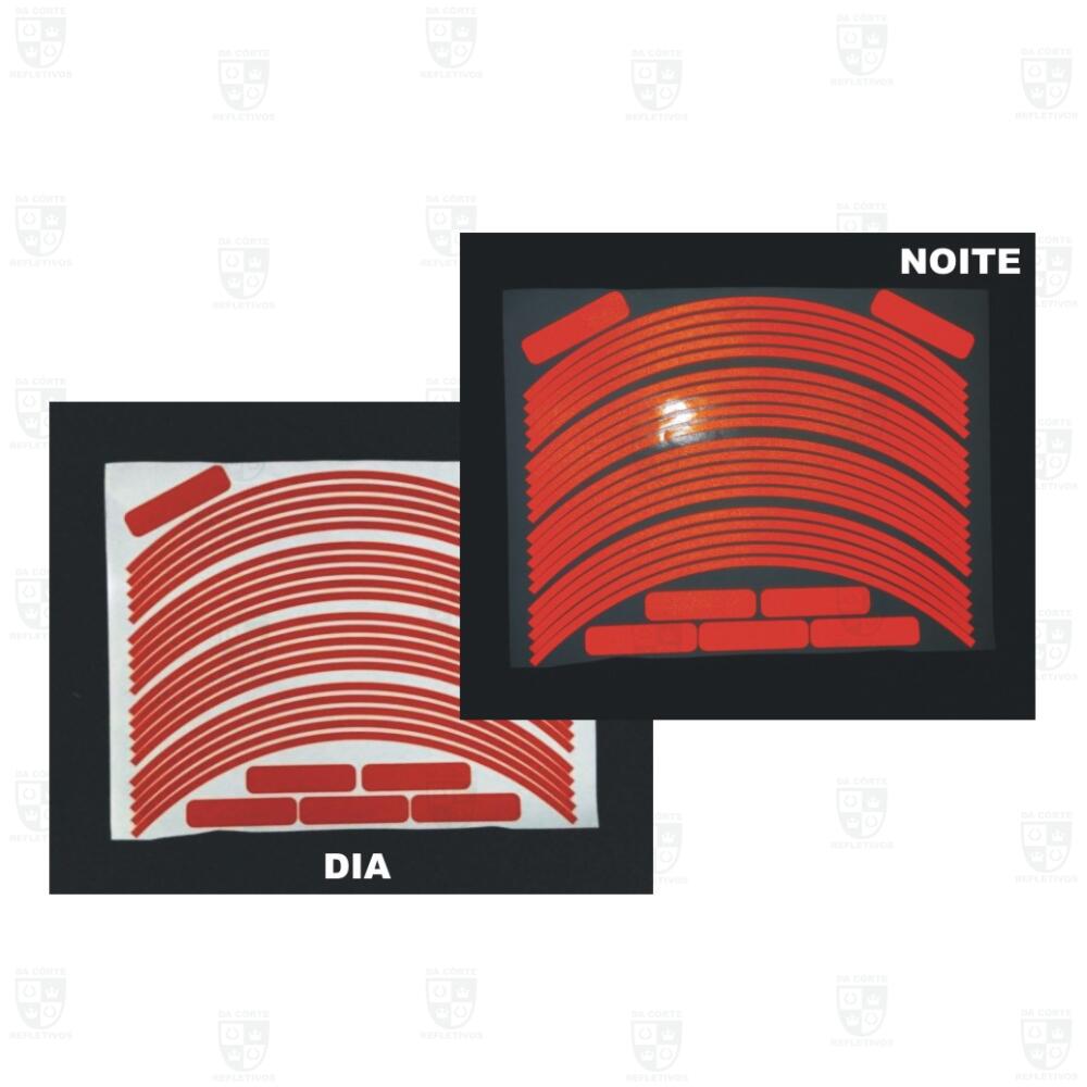 Kit Adesivo Refletivo Friso para Roda e Capacete - VERMELHO