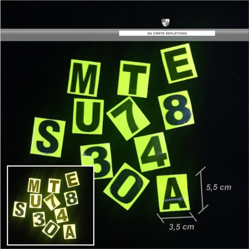 Números e Letras Adesivos Refletivos