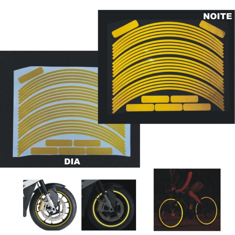Kit Adesivo Refletivo para Roda e Capacete – AMARELO