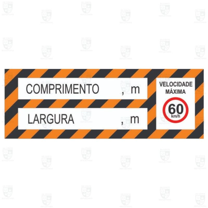 Faixa Refletiva p/ Sinalização de COMPRIMENTO e LARGURA excedente - GTP com velocidade máxima