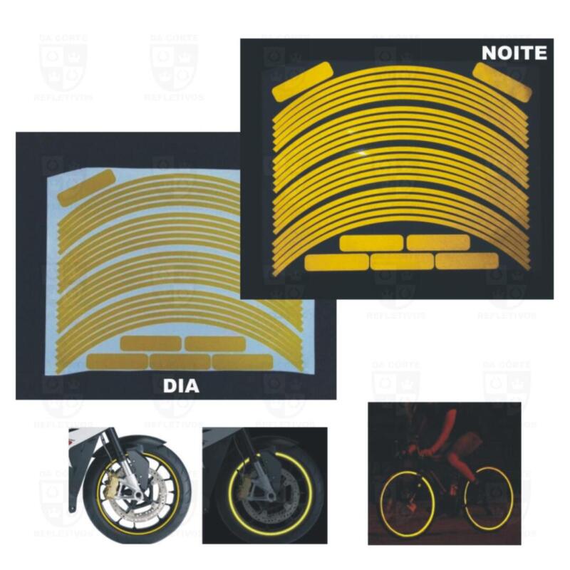 Kit Adesivo Refletivo Friso para Roda e Capacete – AMARELO