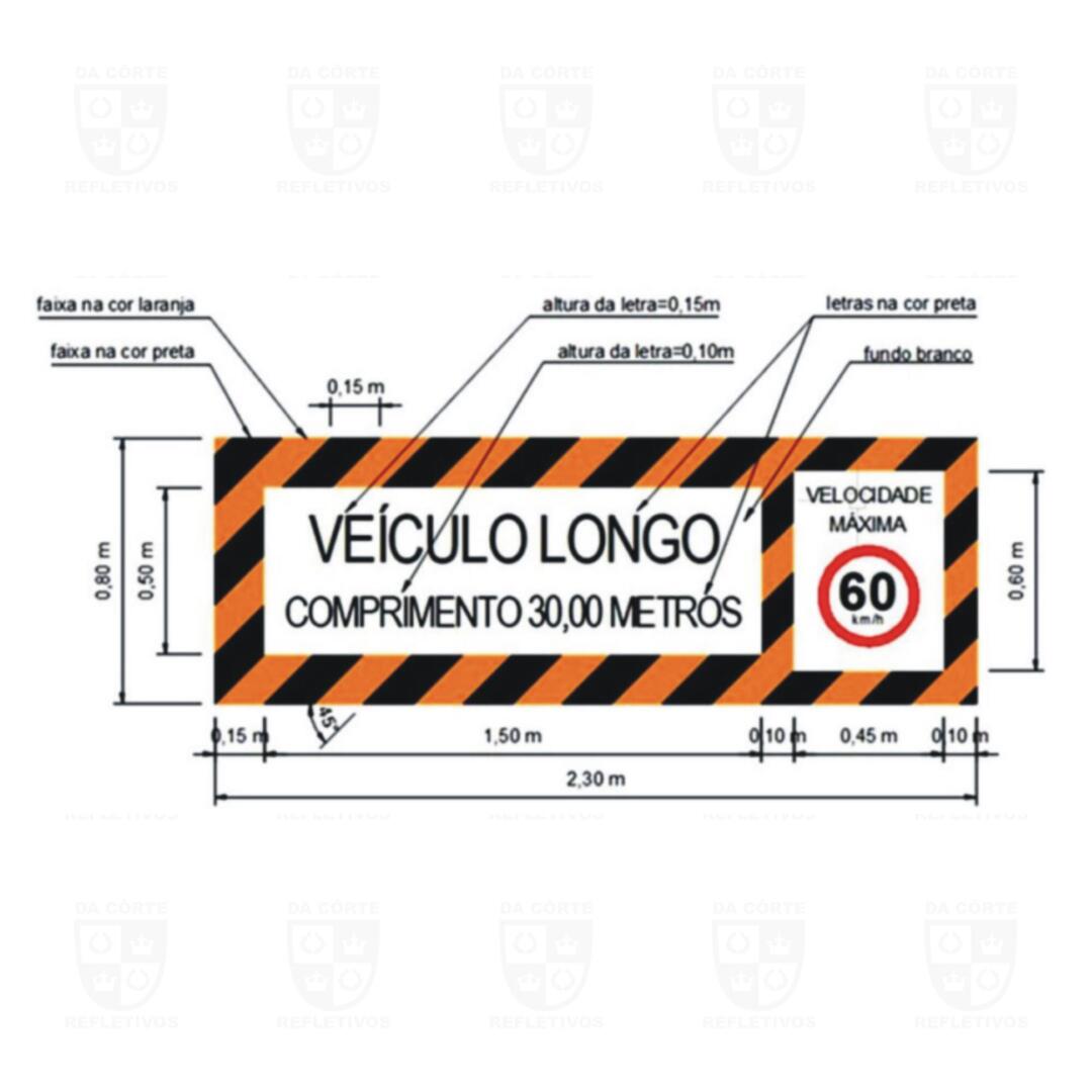 Faixa Refletiva p/ Sinalização de VEÍCULO LONGO - GTP com velocidade máxima