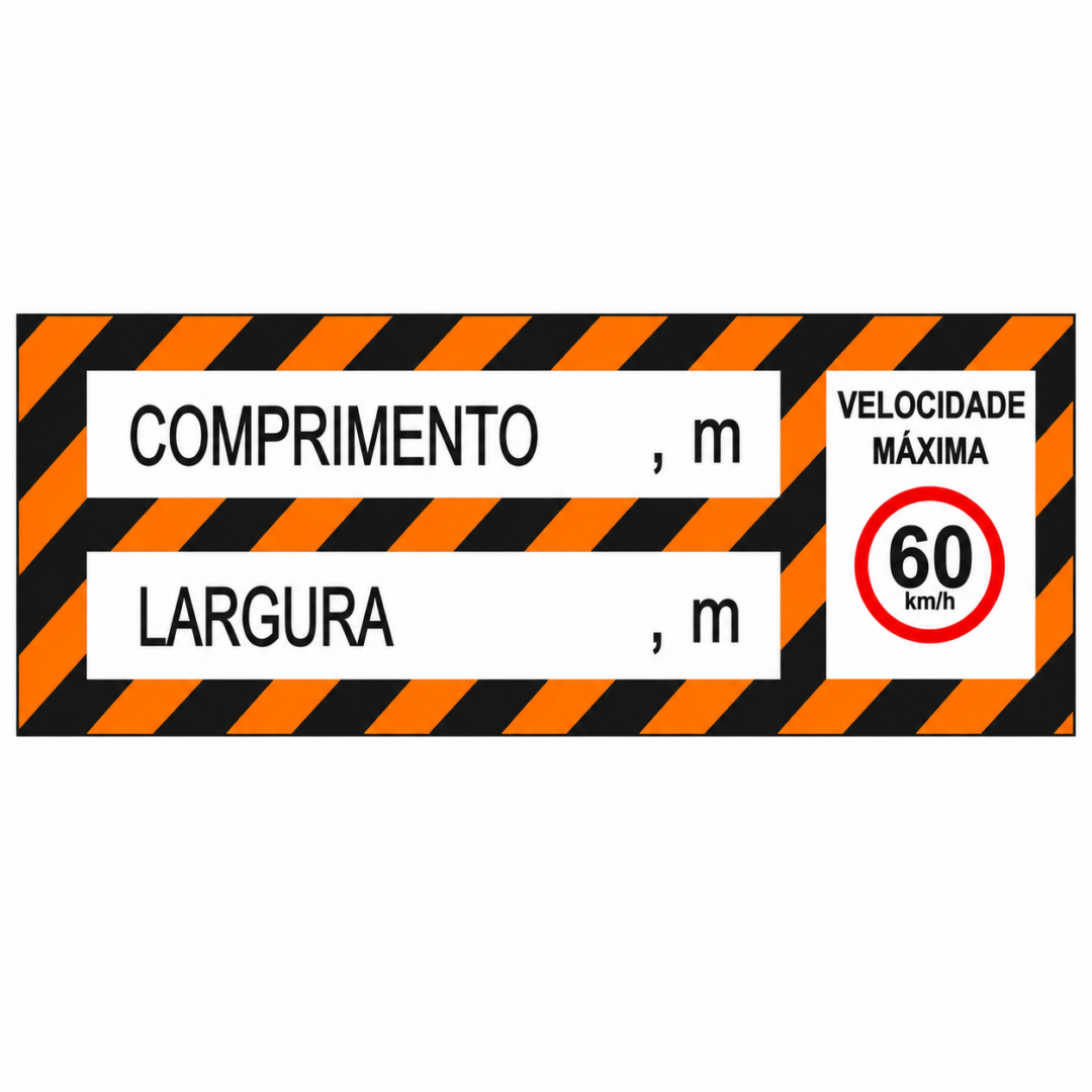 Faixa Refletiva p/ Sinalização de COMPRIMENTO e LARGURA excedente - GTP com velocidade máxima